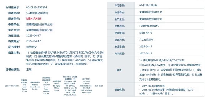 ：66W有线快充+北斗功能三证也已齐全j9九游会入口首页荣耀神秘新机突然入网(图5)